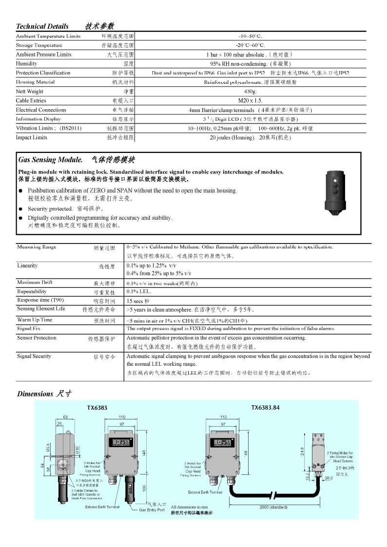 TROLEX氣體傳感器/變送器TX6383